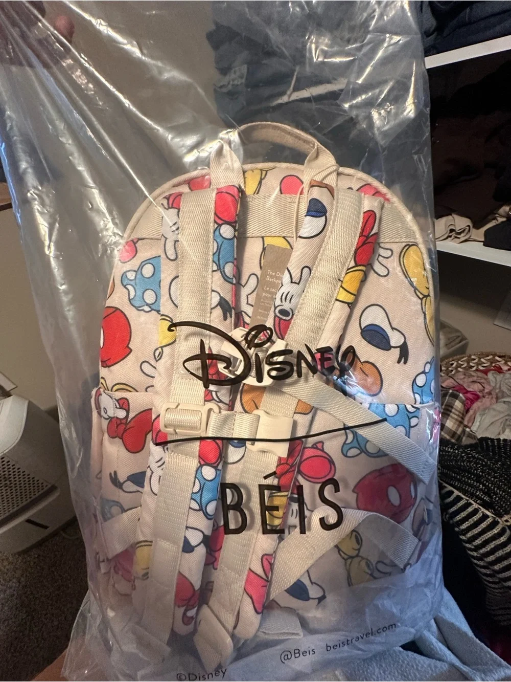 Disney Cream Multicolor Mickey & Friends Print Kids Backpack BÉIS